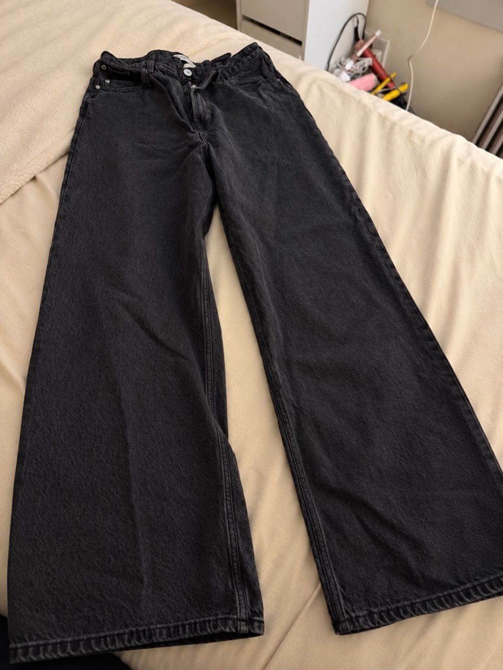 Abercrombie & Fitch Black High-Rise Wide Leg Jeans